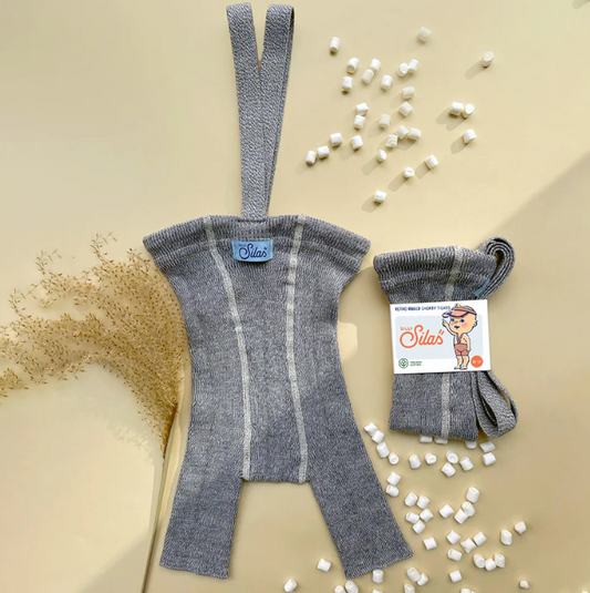 Silly Silas organic ribbed baby shortie in blue marshmallow.