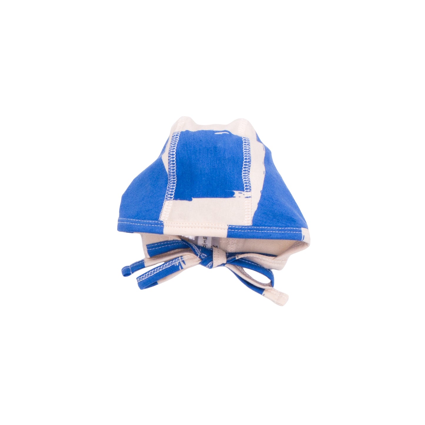 Cotton Baby Bonnet in Blue Stripes on a white background