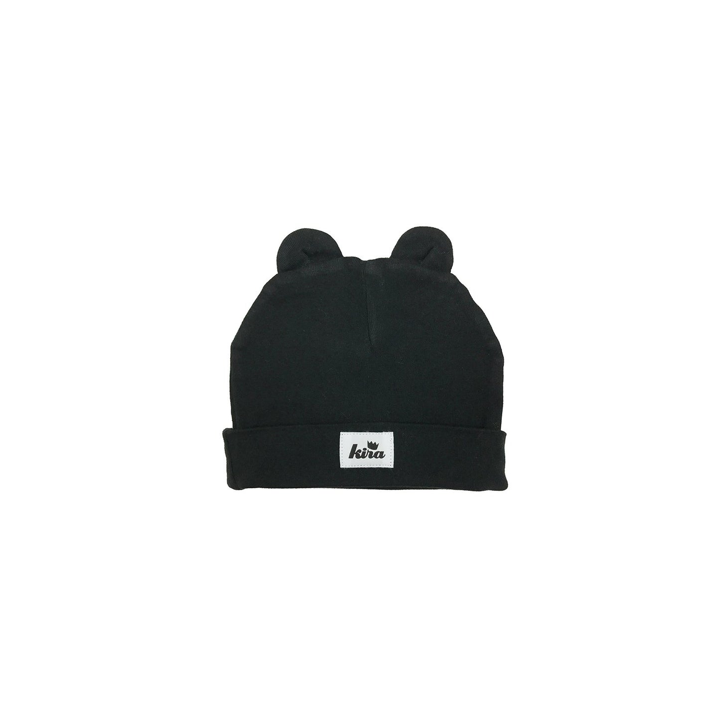 Organic Cotton Black Baby Hat with Ears from the baby brand Kira Kids