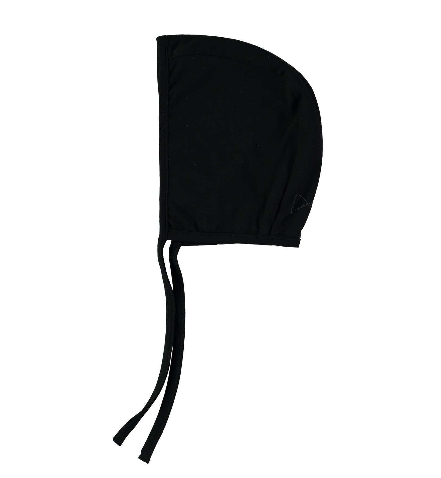 Cotton Baby Bonnet in Black on a white background - side view