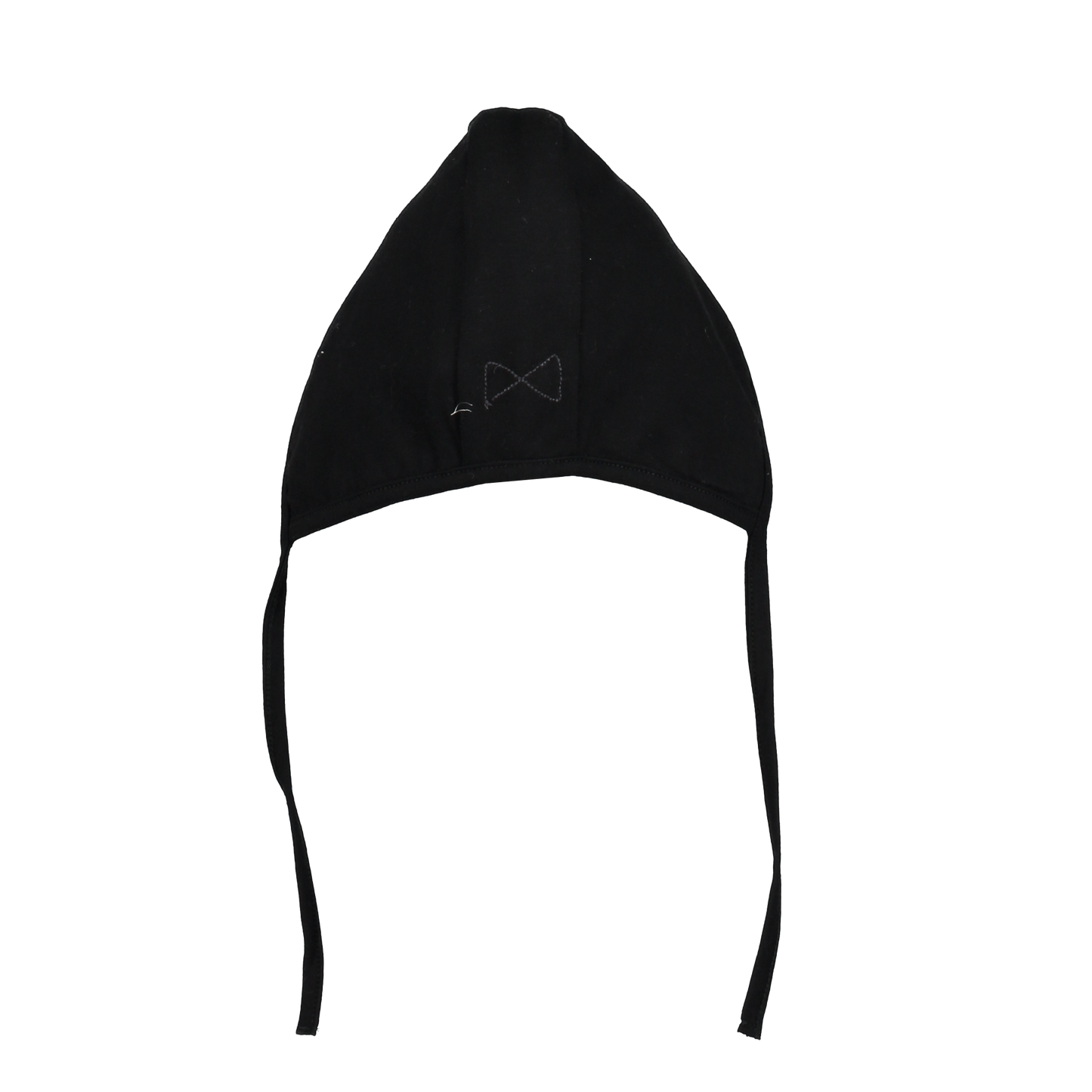 Cotton Baby Bonnet in Black on a white background - back view
