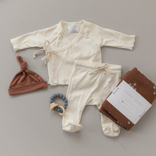 mebie baby gender neutral layette baby set in cream