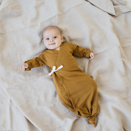 Organic Baby Gown in Curry - KidWild Organics