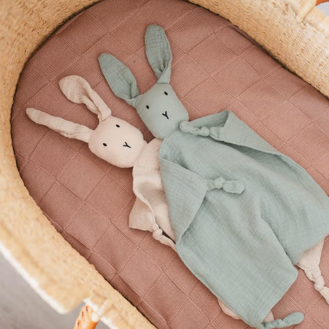 Bunny Lovey Blanket in Green and White