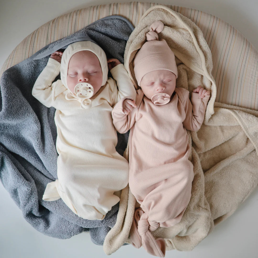 Organic Cotton Baby Hooded Towel in Blush