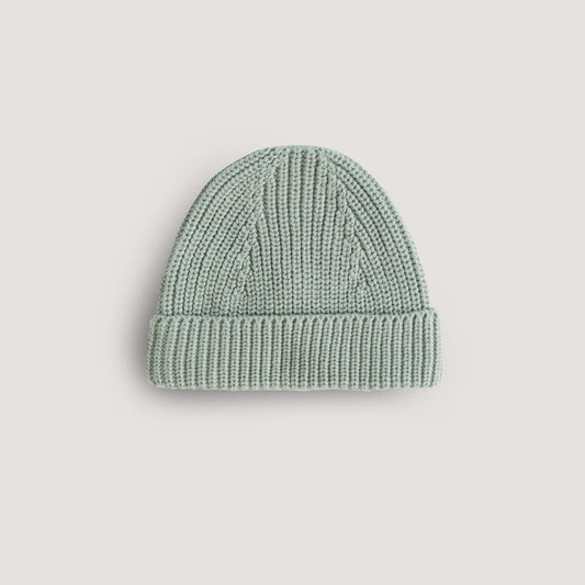 Organic Chunky Knit Beanie in Light Mint