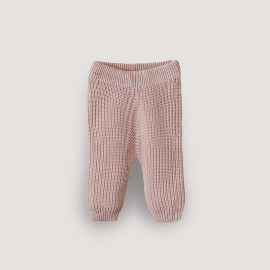 Organic Chunky Knit Pants in Blush Pink