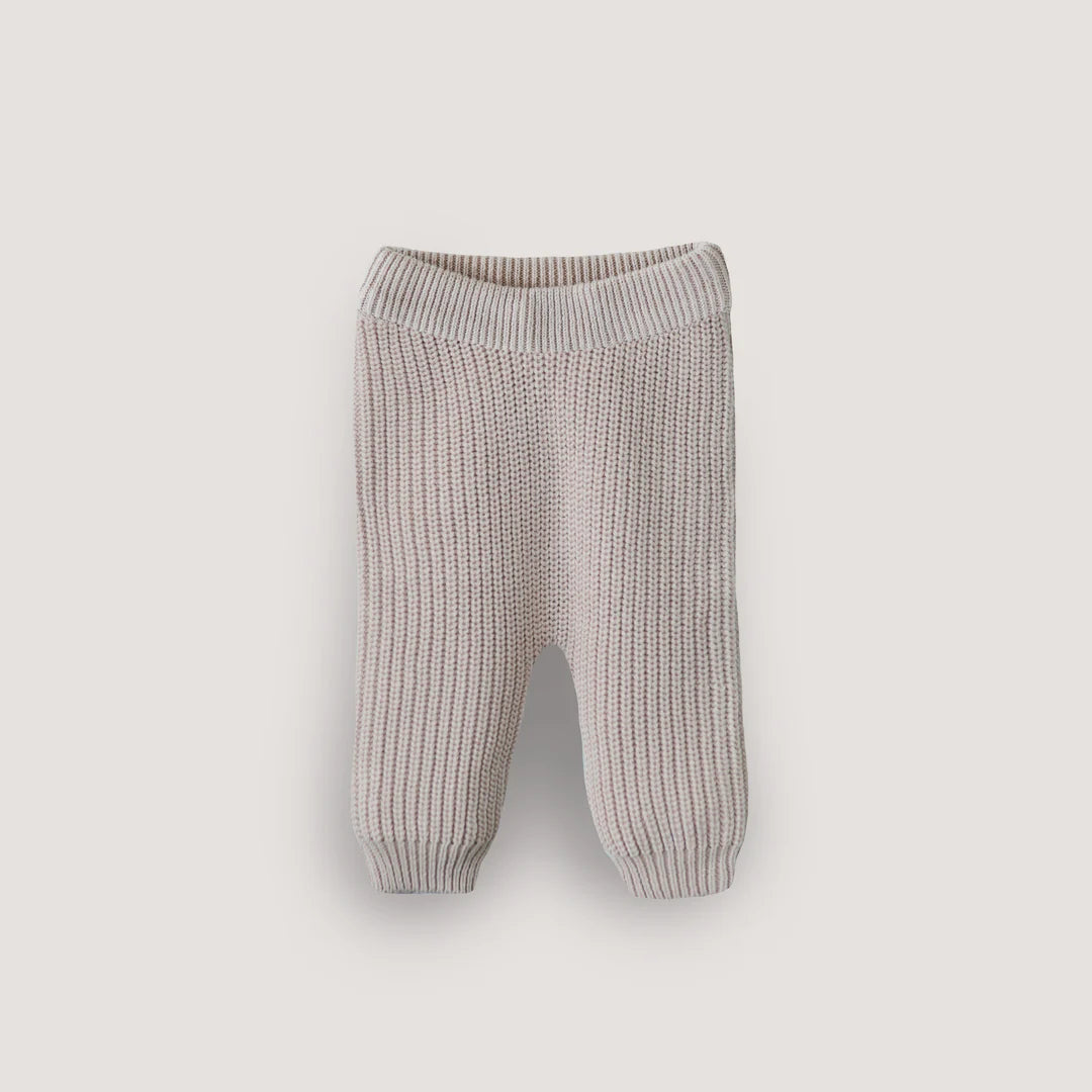 Organic Chunky Knit Pants in Beige on a white background