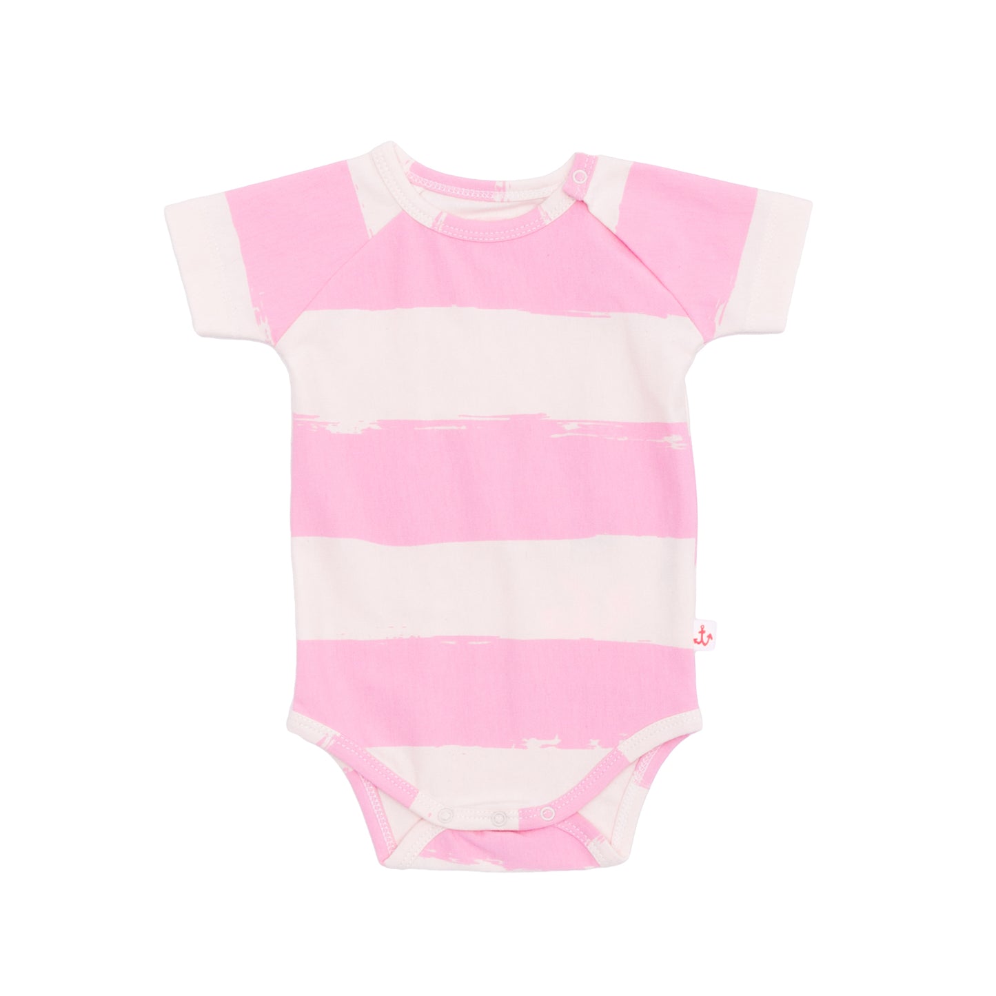 ORGANIC BABY ONESIE IN PINK STRIPES - sugarloaf