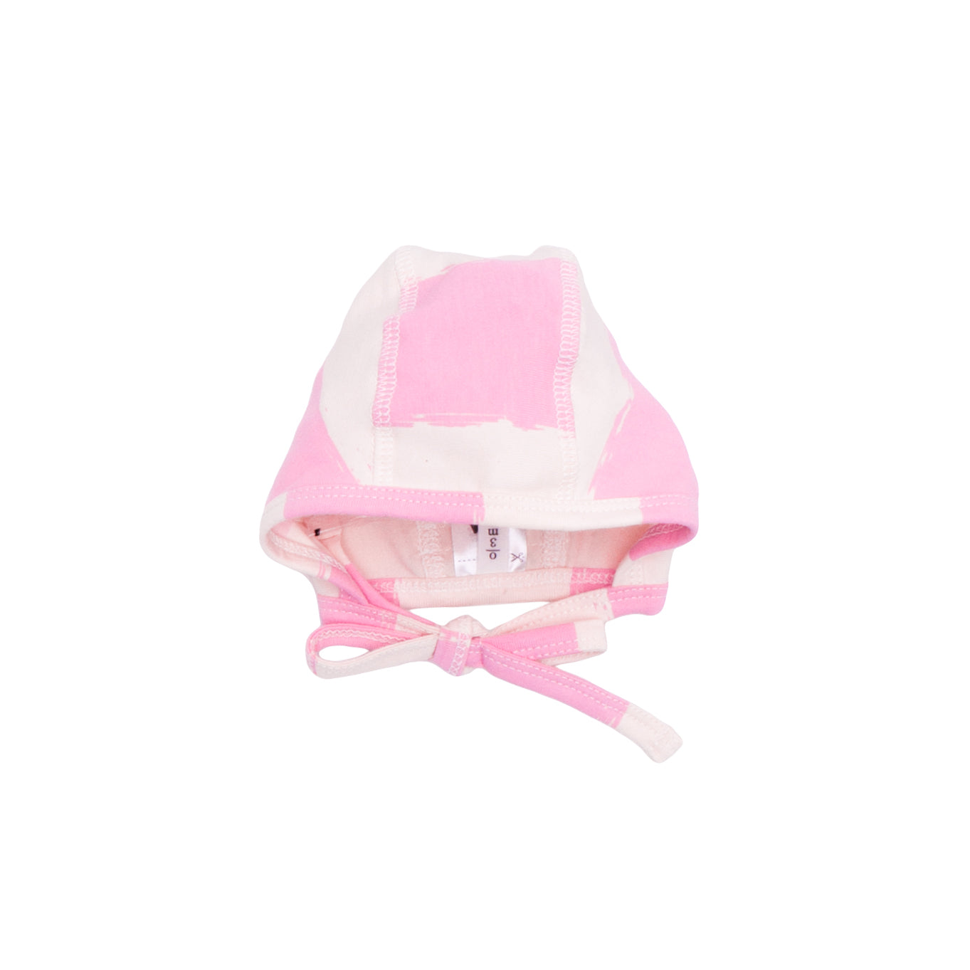 Cotton Baby Bonnet in Pink Stripes  on a white background