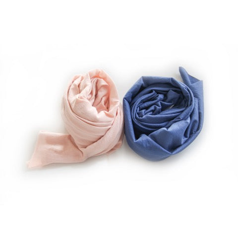 Cotton Scarf in Blue and pink on a white background