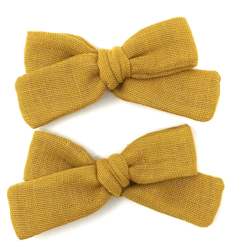 SKINNY RIBBON PIGTAIL IN OCHRE GAUZE - sugarloaf