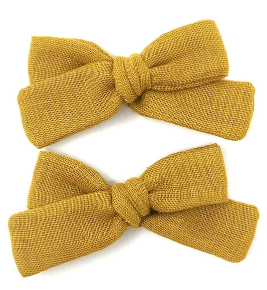SKINNY RIBBON PIGTAIL IN OCHRE GAUZE - sugarloaf