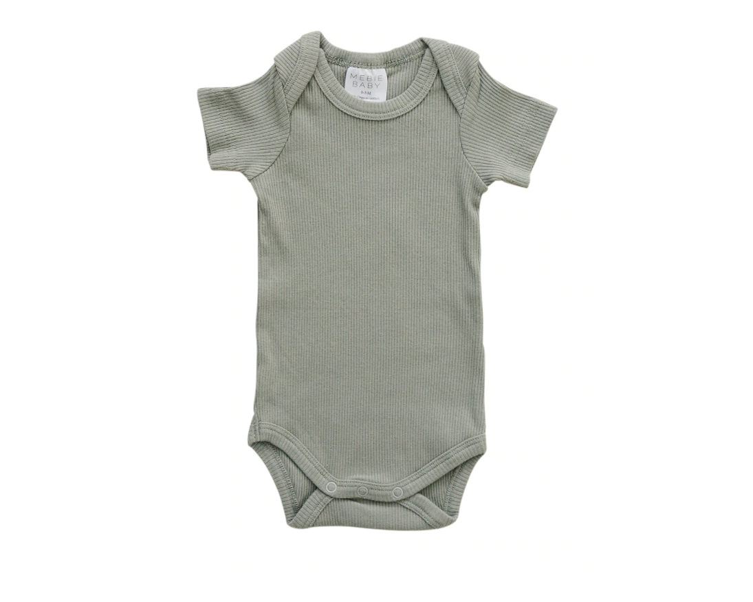 Organic Cotton Short-Sleeve Bodysuit in Green