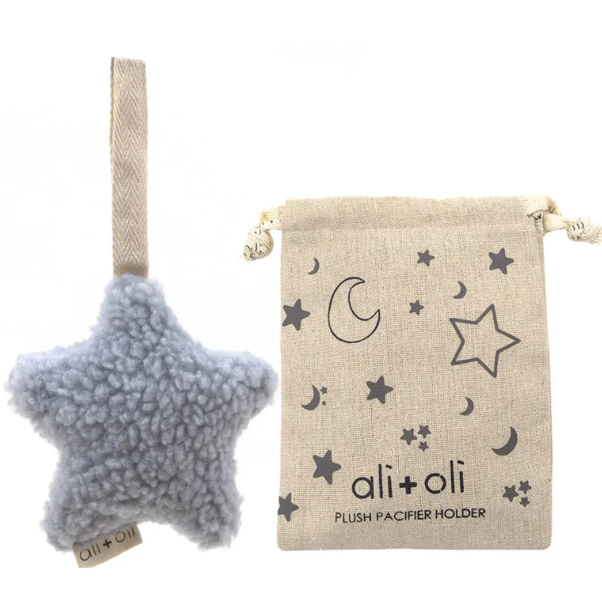 Ali+Oli Plush Star Pacifier Holder Sky