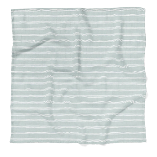 Mini Wander Muslin Swaddle Baby Blanket – Stripe Ice Blue