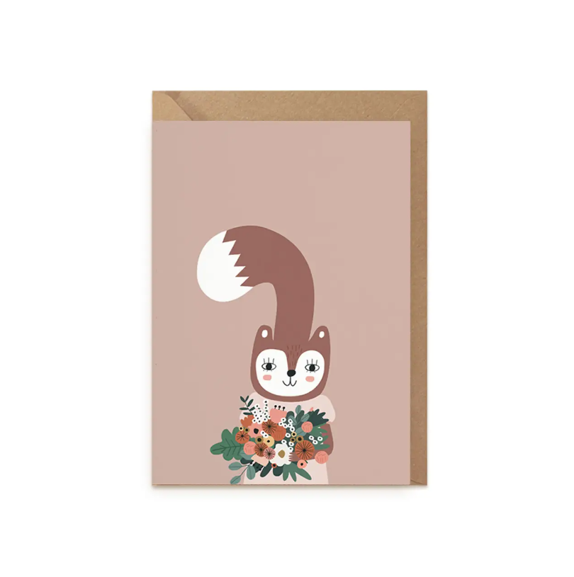 Little Otja Fox with Flowers Greeting Card