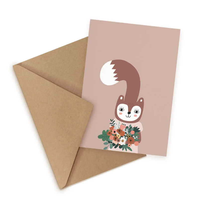 Little Otja Fox with Flowers Greeting Card